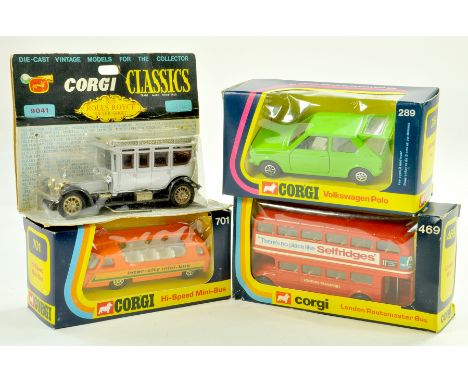 Corgi Boxed Issues comprising Rolls Royce, VW Polo, Mini Bus and Routemaster Bus. Very good to Excellent in very good to exce