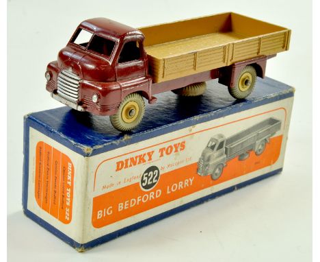 Dinky No. 522 Big Bedford Lorry. Issue is Maroon with Fawn Back and Hubs. Generally very good to excellent in very good to ex