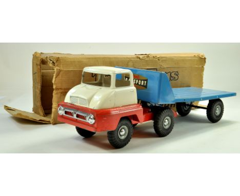 Triang Large Thames Trader Articulated Lorry. Model is red / white, including chassis, blue body. Triang Transport Decal. Gen