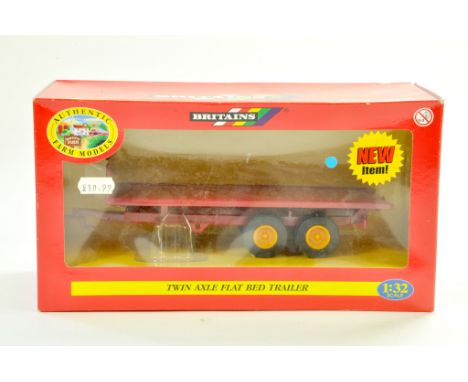 Britains 1/32 Farm issue comprising Twin Axle Flatbed Trailer in Red. Excellent, never removed from box.  Note: We are always