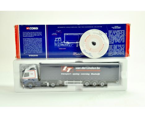 Corgi Diecast Truck issue comprising No. CC12407 Volvo Curtainside in the livery of Van Der Linden. Appears very good to exce