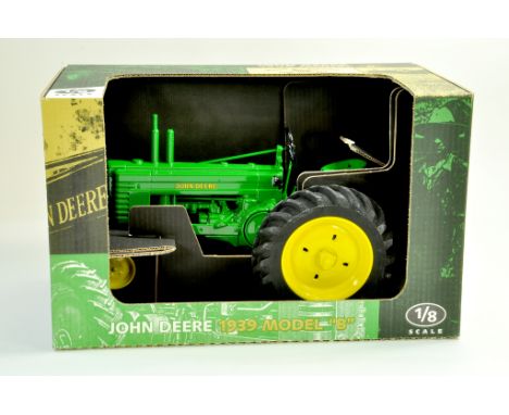 Scale Models 1/8 Farm issue comprising John Deere Model B Tractor. Never removed from box hence superb example. A huge heavy 