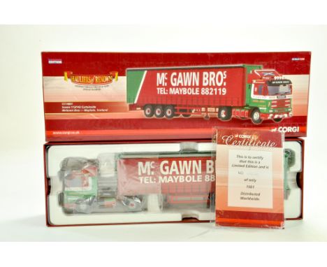 Corgi Diecast Truck issue comprising No. CC14801 Scania 113/143 Curtainside in the livery of McGawn Brothers. Appears Excelle