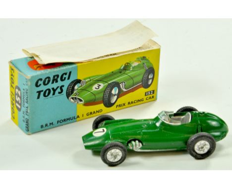 Corgi No. 152 BRM Formula 1 Grand Prix Racing Car. Issue is dark green with silver seat, racing No.7. Generally very good to 