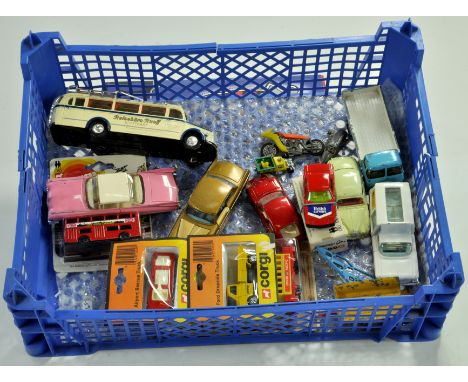A group of diecast cars and commercials, various makers and ages, including Corgi. Some older issues. Generally fair to very 