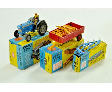 Corgi Farm issues including Ford 5000 Tractor, Trailer plus Plough. Good to very good in fair to good boxes. Note: We are alw