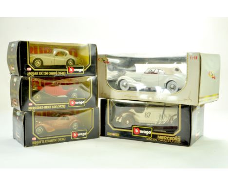 A group of mostly Burago 1/24 diecast car issues comprising various makers. Appear very good to excellent in slightly grubby 