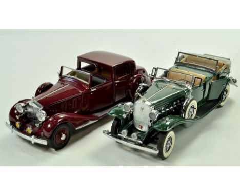 Franklin / Danbury Mint 1/24 Precision Diecast Vintage Car Duo comprising Rolls Royce and Cadillac. Ex display hence some min