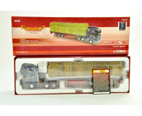 Corgi 1/50 diecast truck issue comprising No. CC13721 Scania R Flatbed Trailer with Straw Load in the livery of G Owen and So