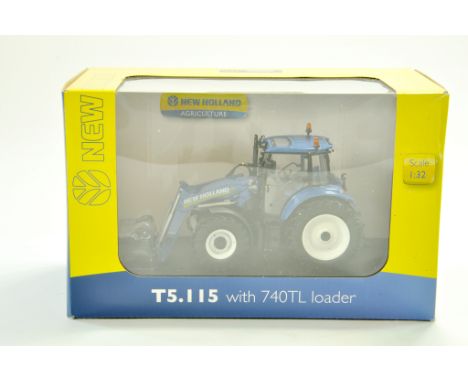 Universal Hobbies 1/32 Farm issue comprising New Holland T5.115 with Loader. Excellent and secured in box. Note: We are alway