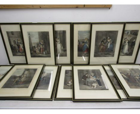 After F. Wheatly Cries of London full set 13 coloured lithograph plates 42x57, in matching frames&nbsp;