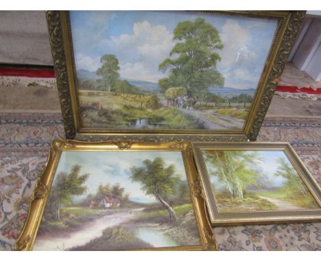 2 oil on canvas tree scapes and one print (Vaughn)