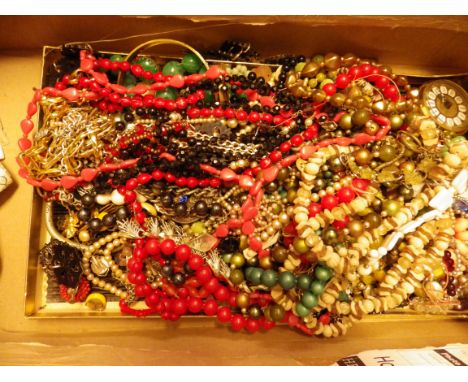 Large box of vintage costume jewellery