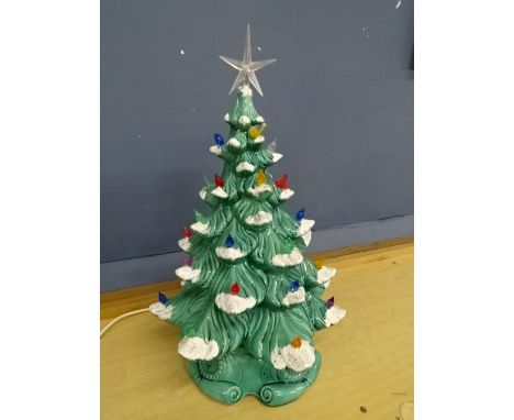 Ceramic Christmas tree lamp H45cm approx (Star has been broken off and needs fixing)