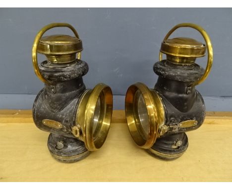 Pair of vintage Powell &amp; Hanmer car oil lamps&nbsp;