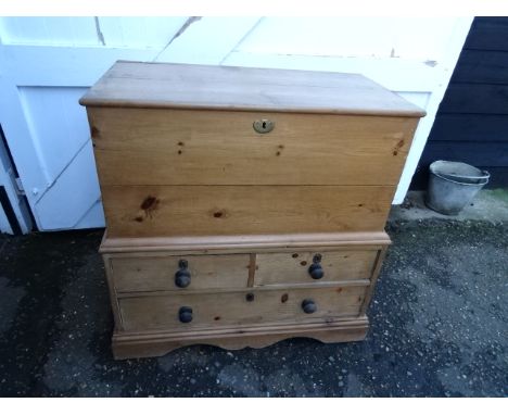 Vintage pine trunk on chest H92cm W92cm D50cm approx&nbsp;