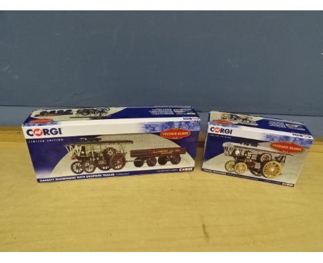 2 Boxed Corgi 'Vintage Glory' Limited Edition 1:50 scale diecast steam engines, 'Fowler Showmans' and 'Garrett Showmans with 