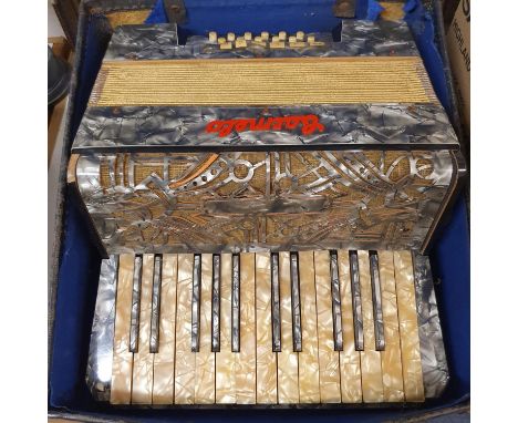 A Barmelo accordion, in a case 