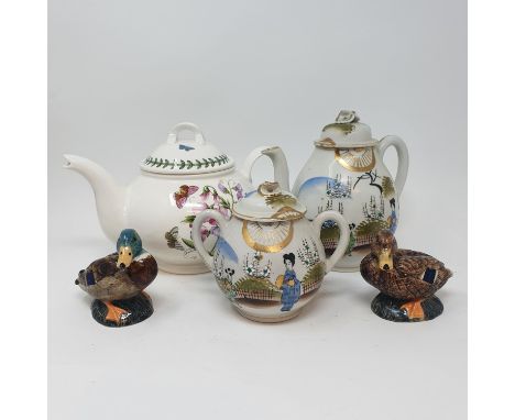 A Portmeirion teapot, various storage jars, a Japanese eggshell tea service, other ceramics and glass (4 boxes) 