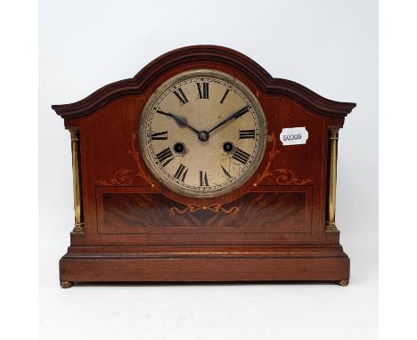 A mantel clock, with a silvered dial, with Roman numerals, in mahogany case, and various other items (box) 