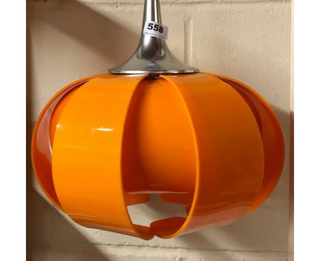 A 1960's orange perspex light fitting, Dia. 40cm.