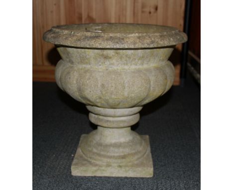 A vintage concrete garden urn, H. 42cm