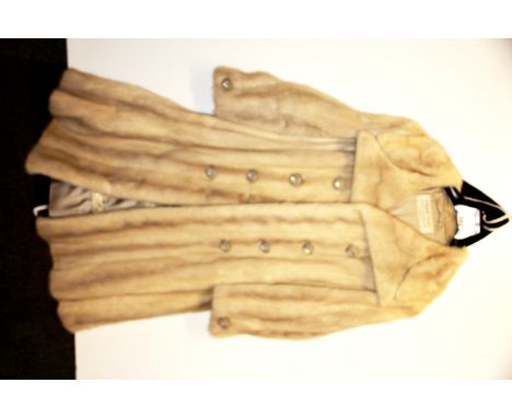 A vintage blue grey mink coat with crystal buttons, L. 103cm.