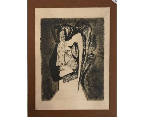 An interesting mounted lithograph, overall size. 59 x 76cm.