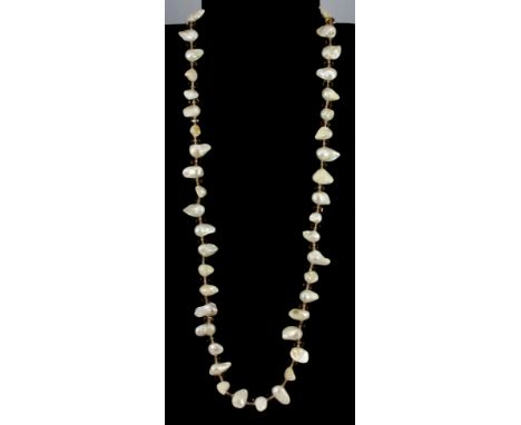 A mother of pearl and crystal necklace, L. 80cm.