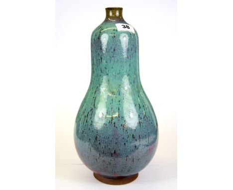 A Chinese 20th Century splash glazed pottery gourd vase, H. 35cm.