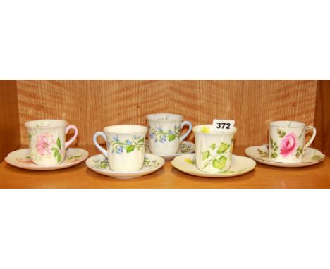 Five Shelley cups and saucers.