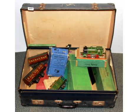 A vintage case of Hornby OO gauge electric railway items including a LNER locomotive.