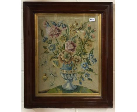 A Regency mahogany framed tapestry, 64 x 74cm.