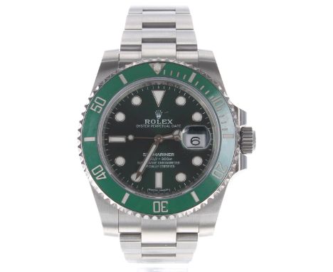 Rolex Oyster Perpetual Date Submariner 'Hulk' stainless steel gentleman's bracelet watch, ref. 116610 LV, circa 2011-2021, se