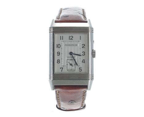 Jaeger -LeCoultre Reverso Duoface stainless steel gentleman's wristwatch, ref 270.8.54, no. 1987208, silvered and black duo d