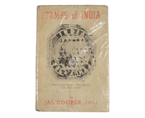 1942 1st edition of Jal Cooper's 'Stamps of India', hardcover with dust-jacket, a charmingly written and fascinating work, es