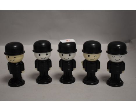 Five vintage Spillers for Home Pride advertising figural kitchen dispensers