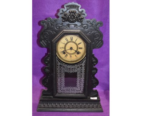 A late Victorian American Gothic design bracket clock, by Ansonia clock Co, New York