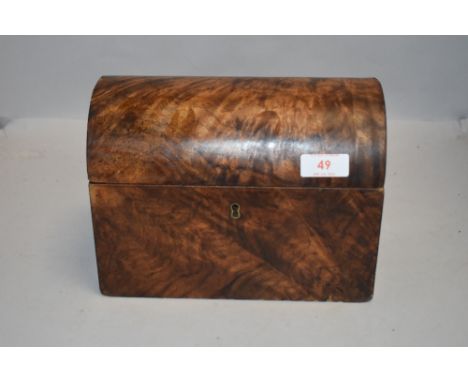 A 19th century figured mahogany dome topped tea caddy