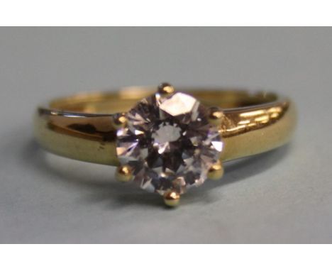 A 14ct gold 1.5ct cubic zirconia solitaire ring, size 'M'