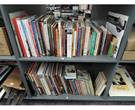 Two shelves of Railway related volumes including Steam, Southern, Great Central, LMS, Model Railroads, Ladybird, ABC etc