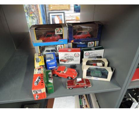 A selection of Diecasts, mainly Mini's including Sunnyside 1:16 scale x4, Corgi etc along with a Corgi playworn Rolls Royce C