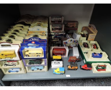 A shelf of modern diecasts, mainly Lledo Models of Yesteryear, 116 in total and most boxed