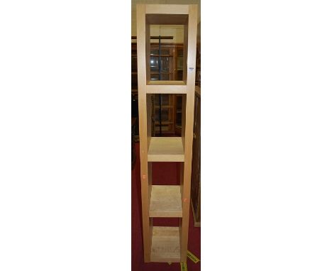 An IKEA beech narrow freestanding open shelf, h.190cm