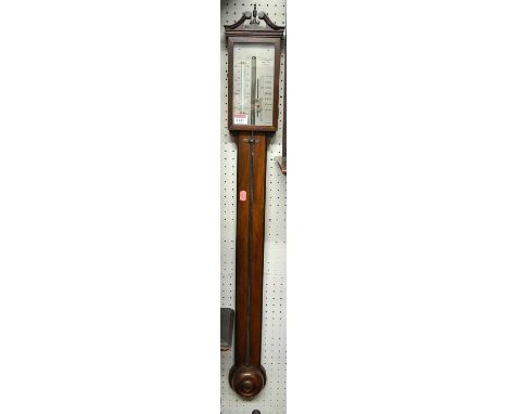 A reproduction Comitti &amp; Son of London mahogany stick barometer, h.99cm