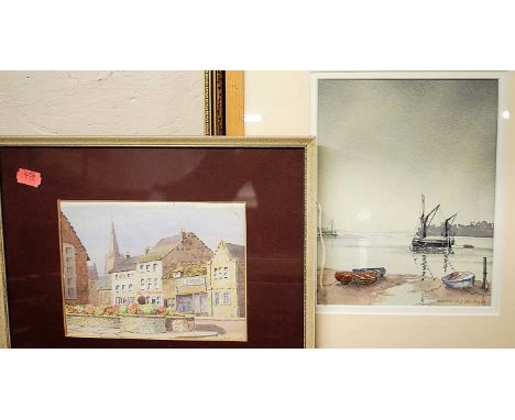 J. Barratt - Evening light over the estuary, watercolour, 25 x 35cm; and two others (3)