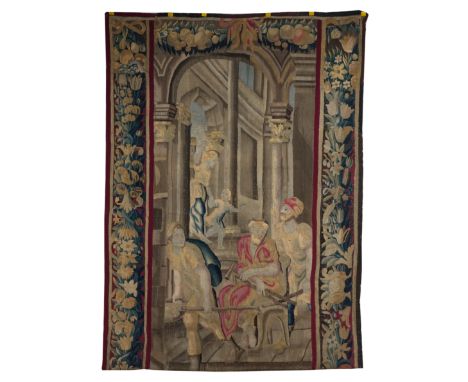 A NORTH EUROPEAN TAPESTRY PANEL DEPICTING A BIBLICAL SCENEPossibly Flemish, 18th Century and Later 
Depicting figures within 