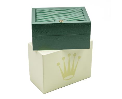 A GENTLEMAN'S ROLEX DATE JUST GREEN CASE AND BOXThe case back numbered 39137.01, with green wallet, the outer box with paper 