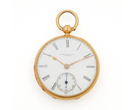A VICTORIAN 18CT GOLD CASED KEYWIND OPENFACED POCKET WATCHThe back plate to the movement detailed Archd Haswell London 6060, 