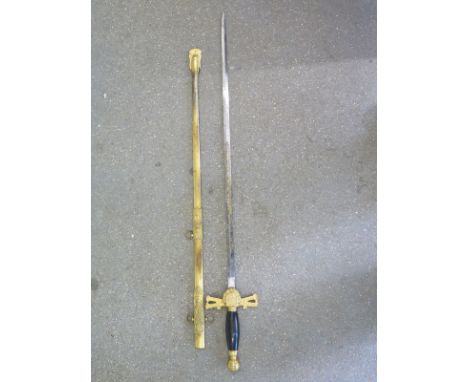 A 19th century American Masonic sword by M.C. Lilley and Co. Columbus, Ohio - the blade engraved with F.B. Oakley, ebonised g